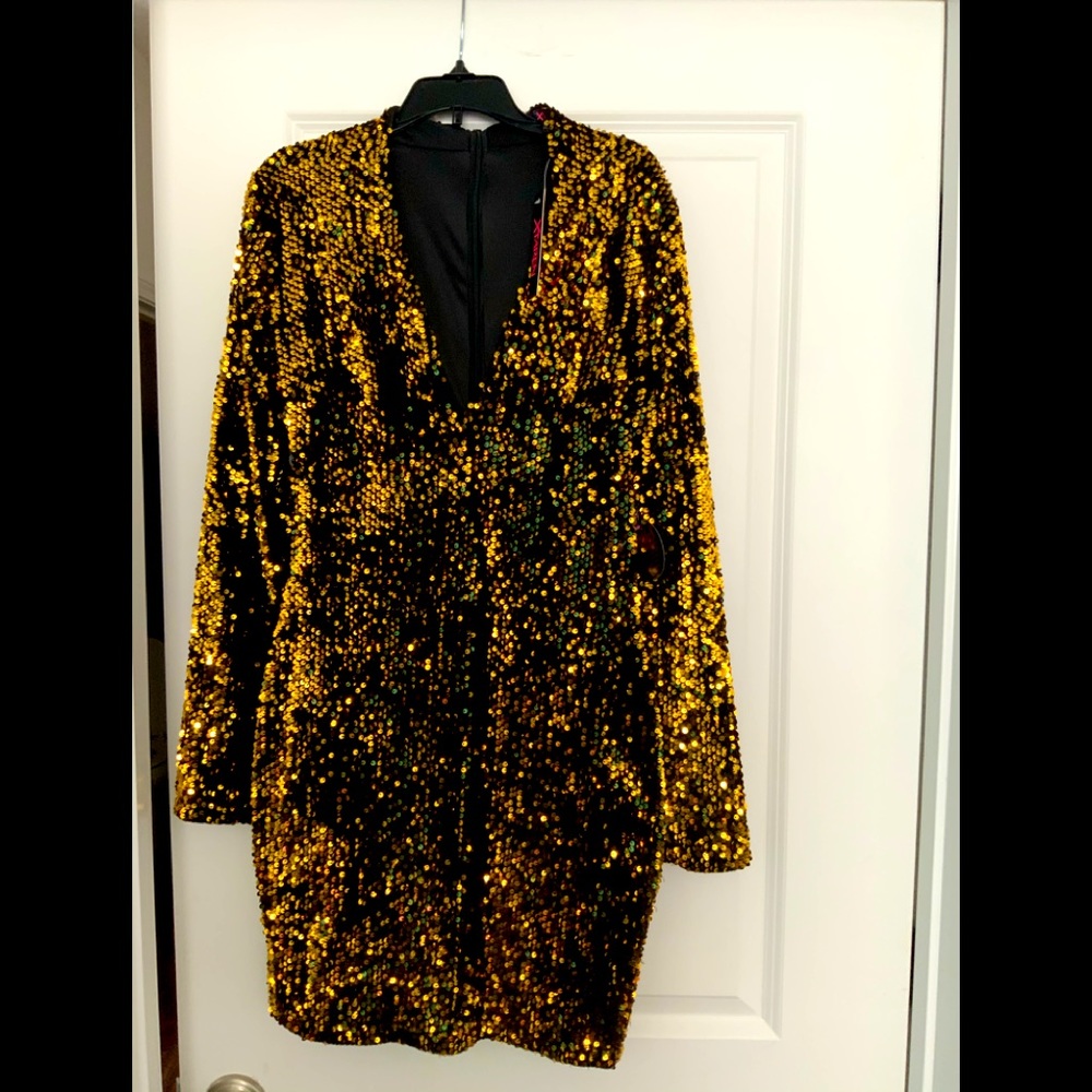 New Years Eve Gold sequin dress